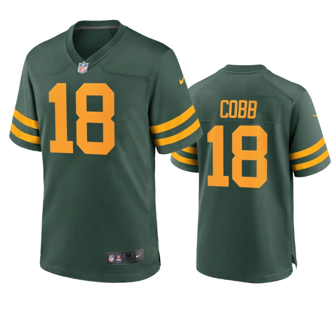 Men's Green Bay Packers #18 Randall Cobb 2021 Green Stitched Football Jersey